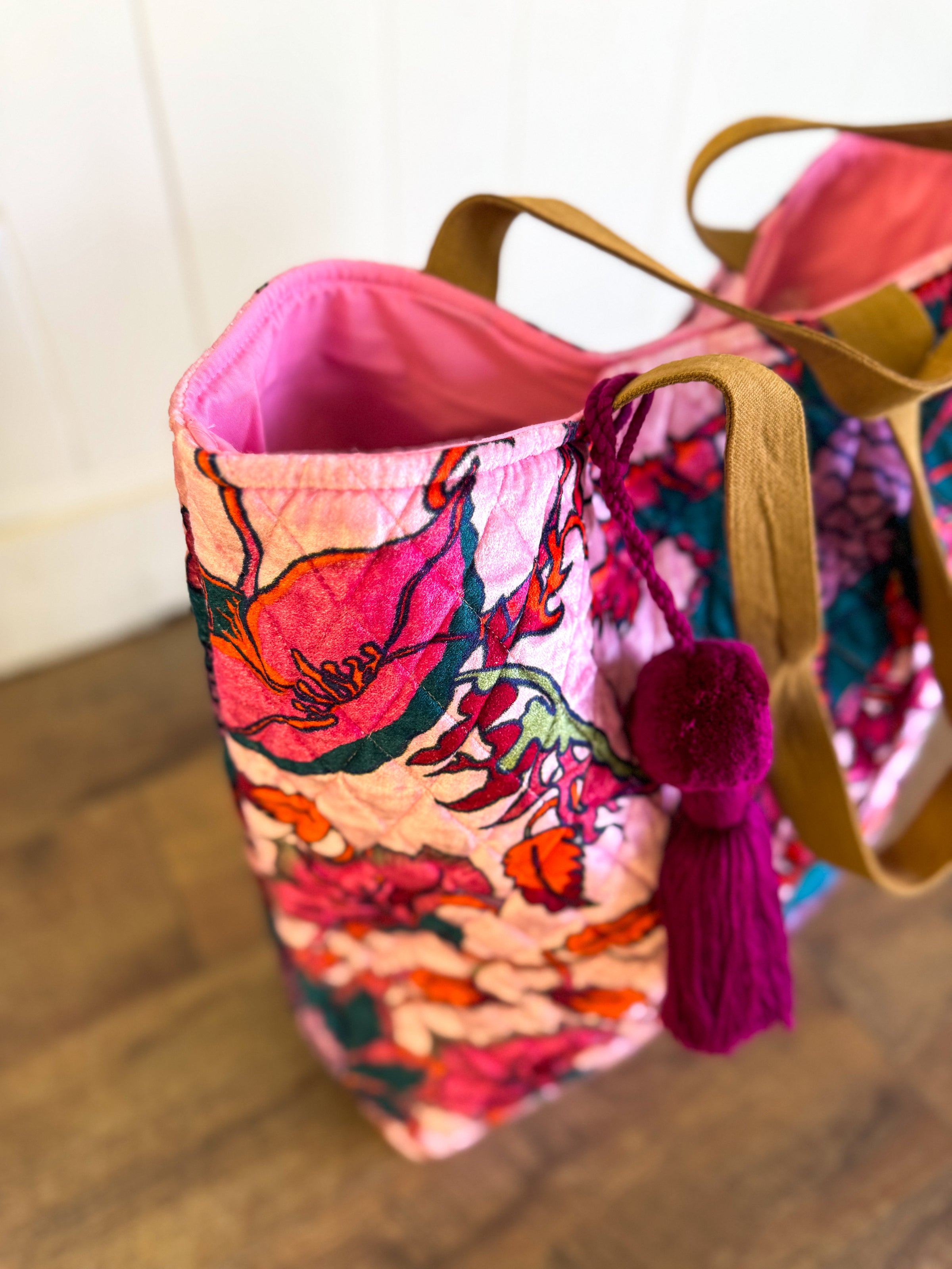 Nirae Velvet Floral Tote Bag
