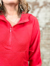 Camilla Red Solid Textured Hoodie