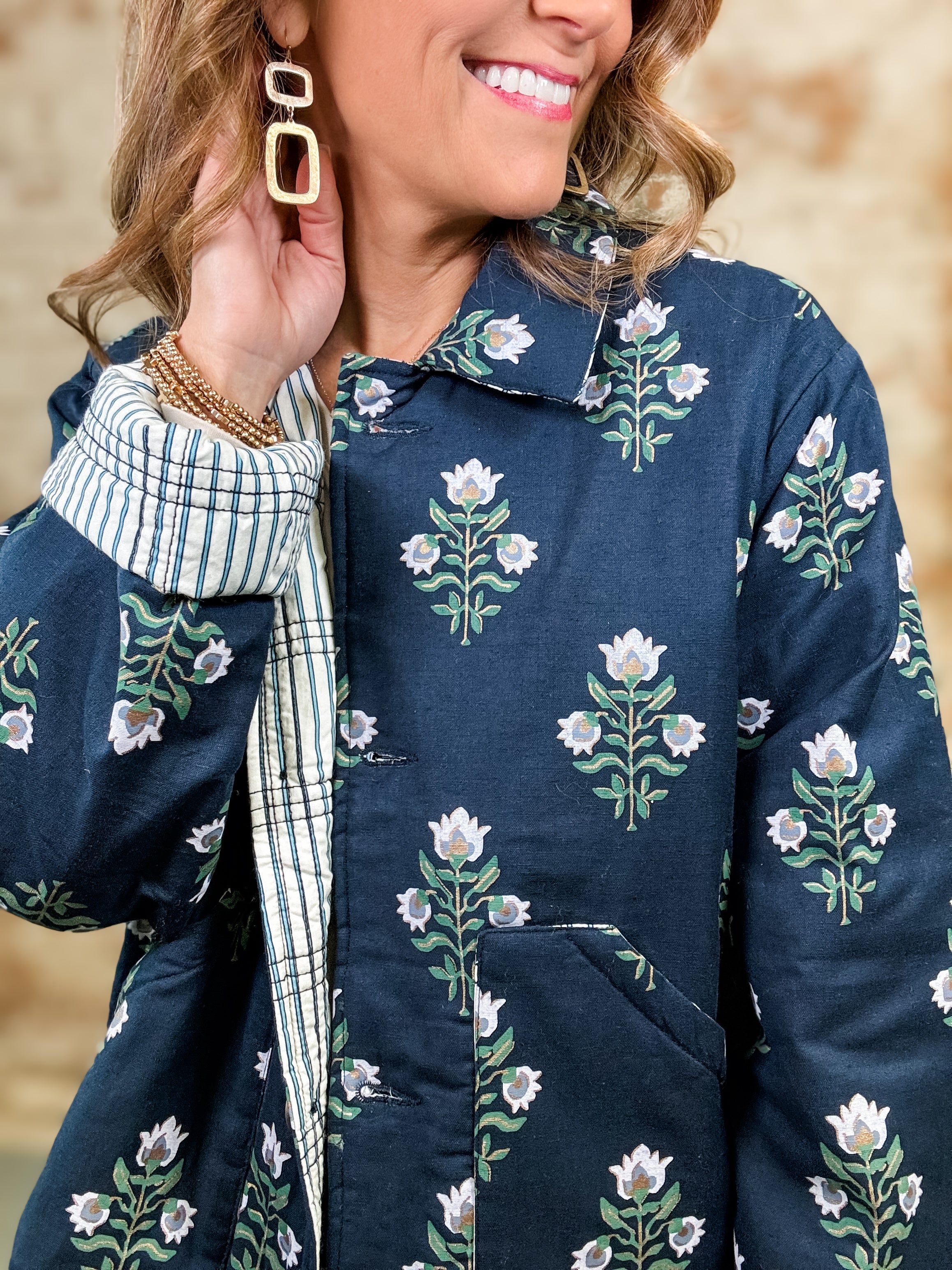 Alicia Flower Striped Jacket