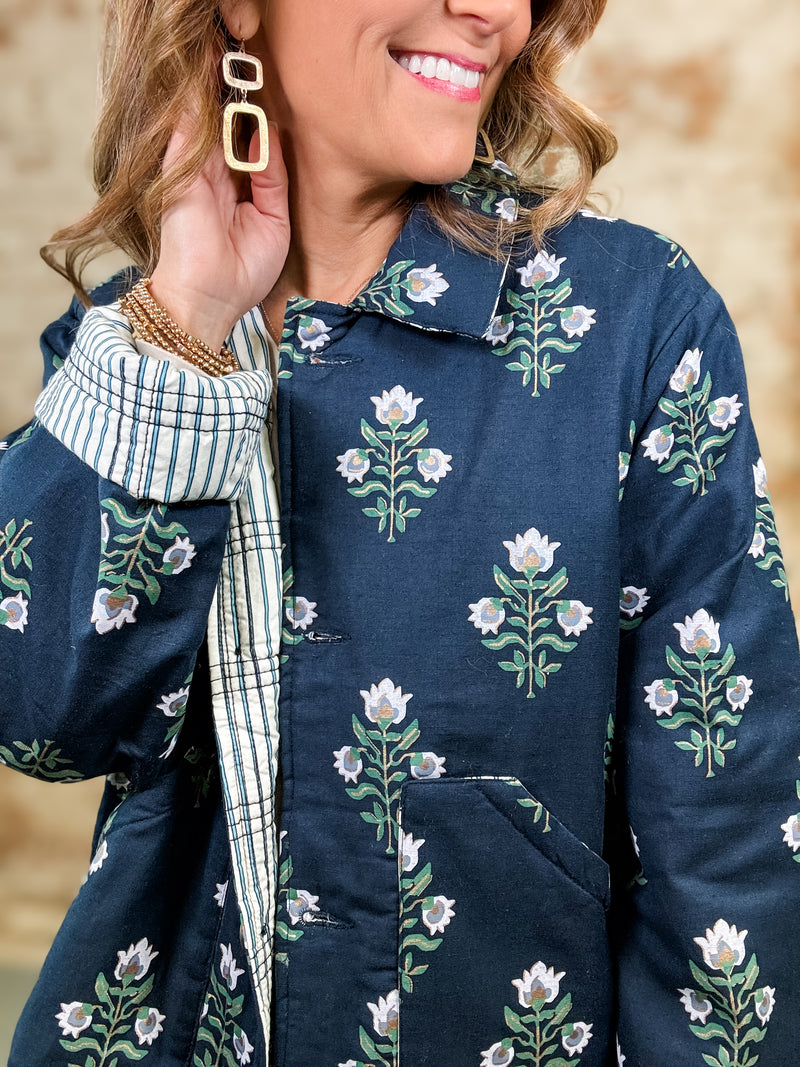 Alicia Flower Striped Jacket