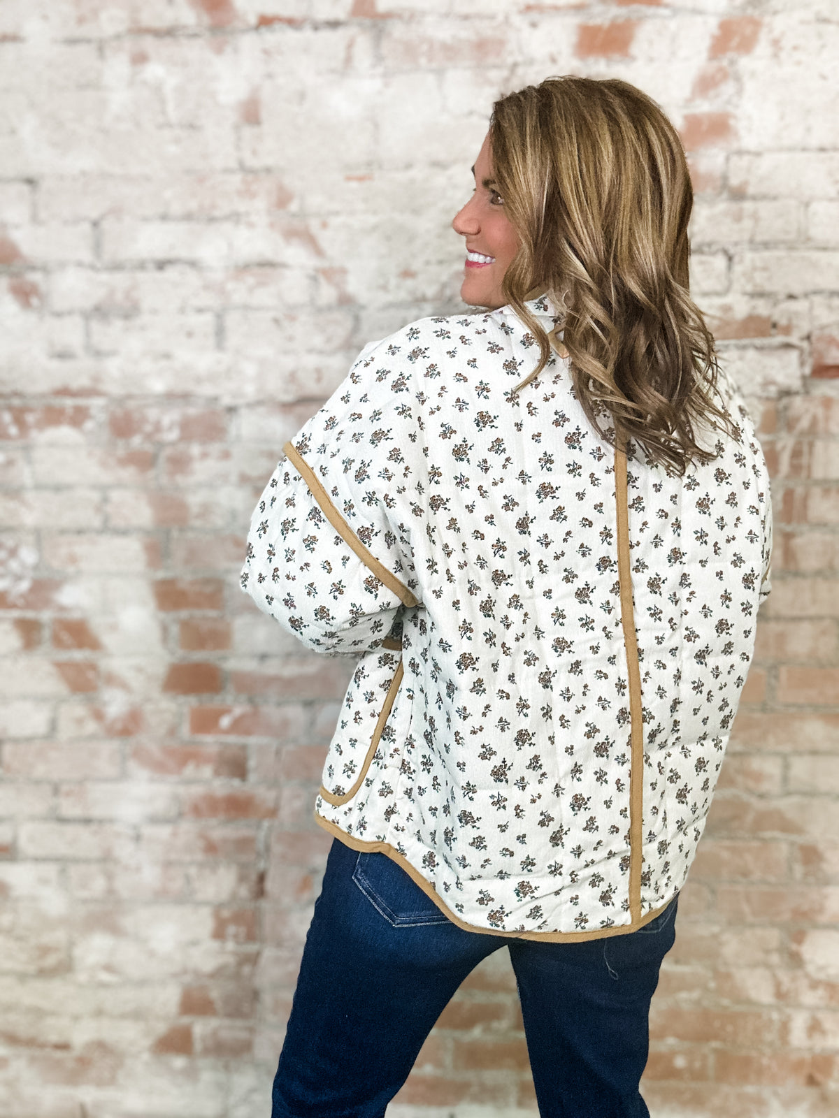 Barbara Contrast Piping Floral Jacket