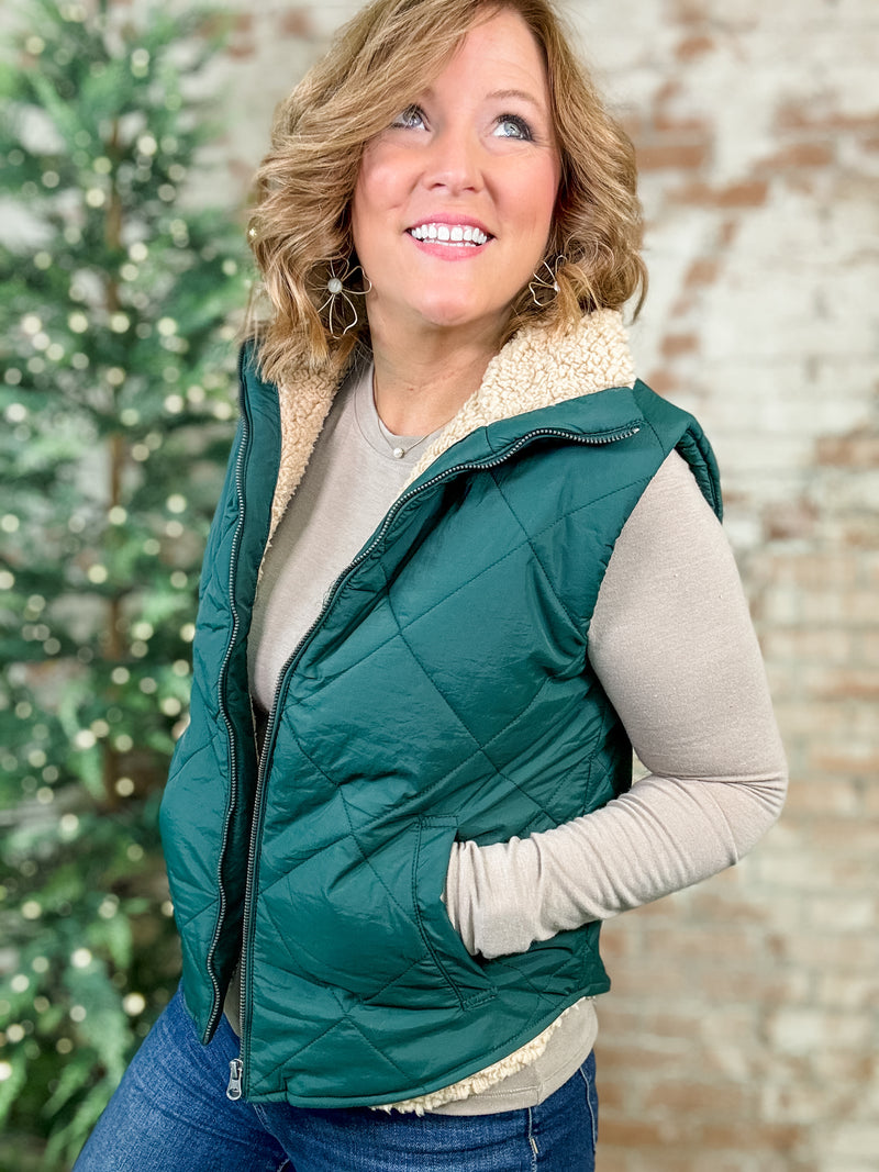 Charlotte Sherpa Lined Quilted Vest