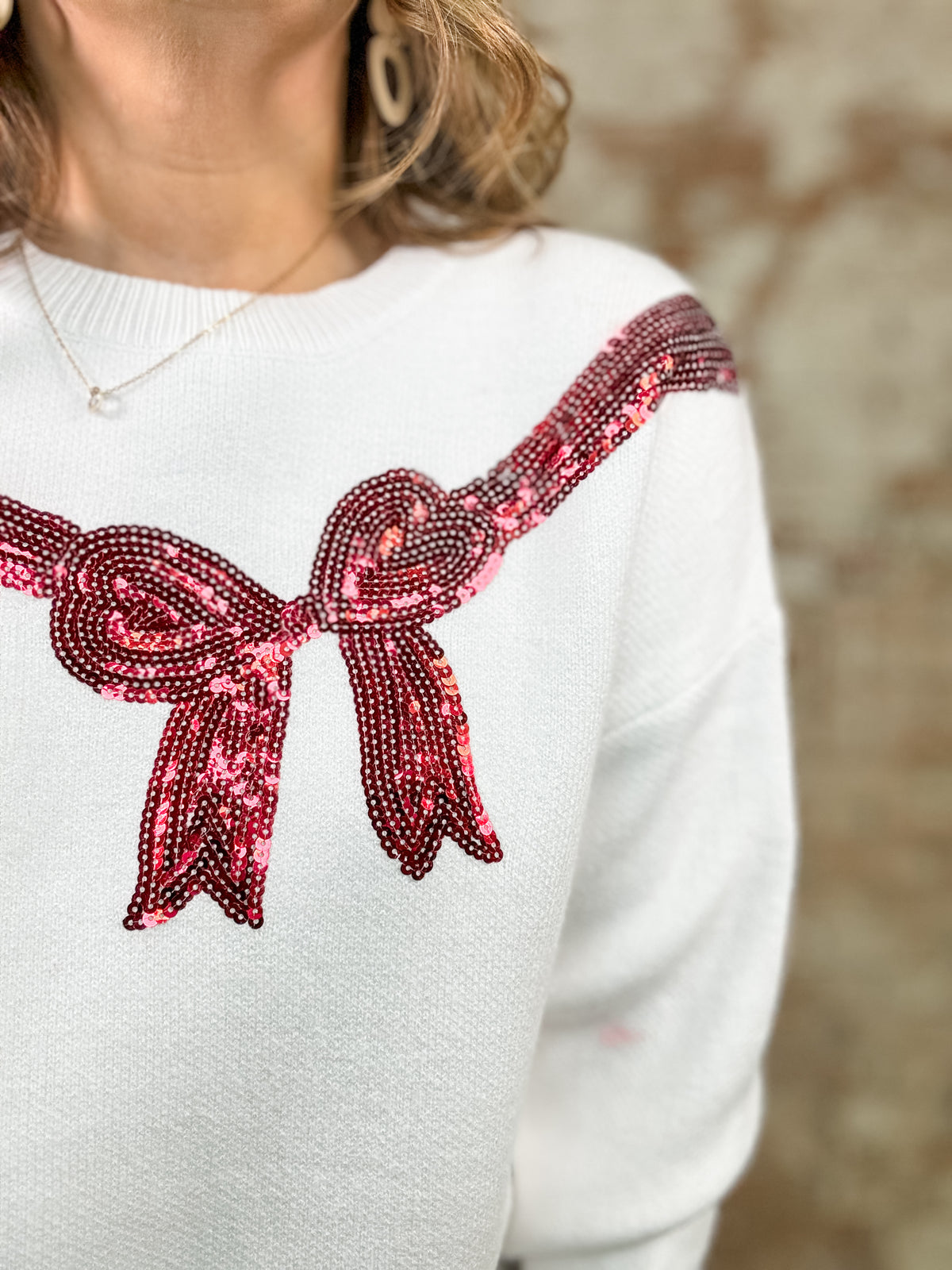 Tinsley Sequin Bow Sweater