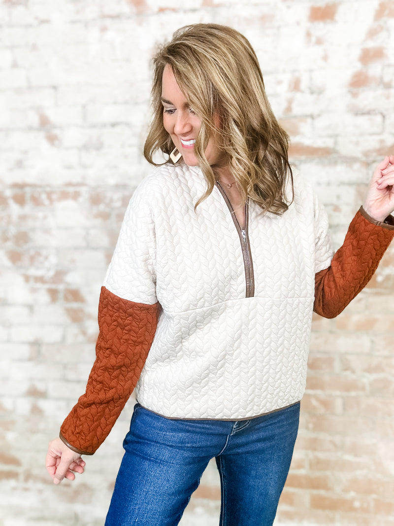 THML Rowan Textured Half Zip Sweater