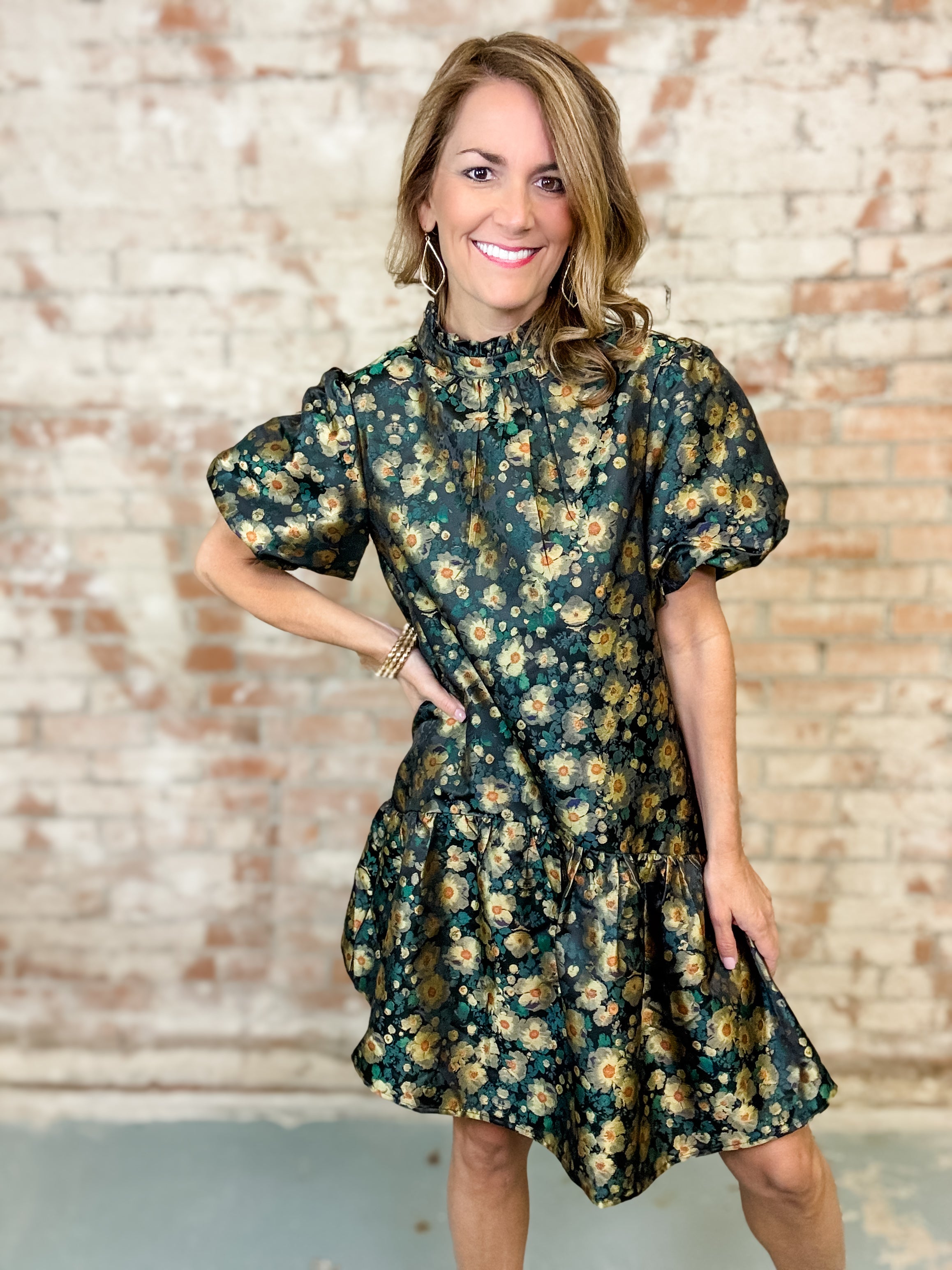 Faye Floral Jaquard Dress