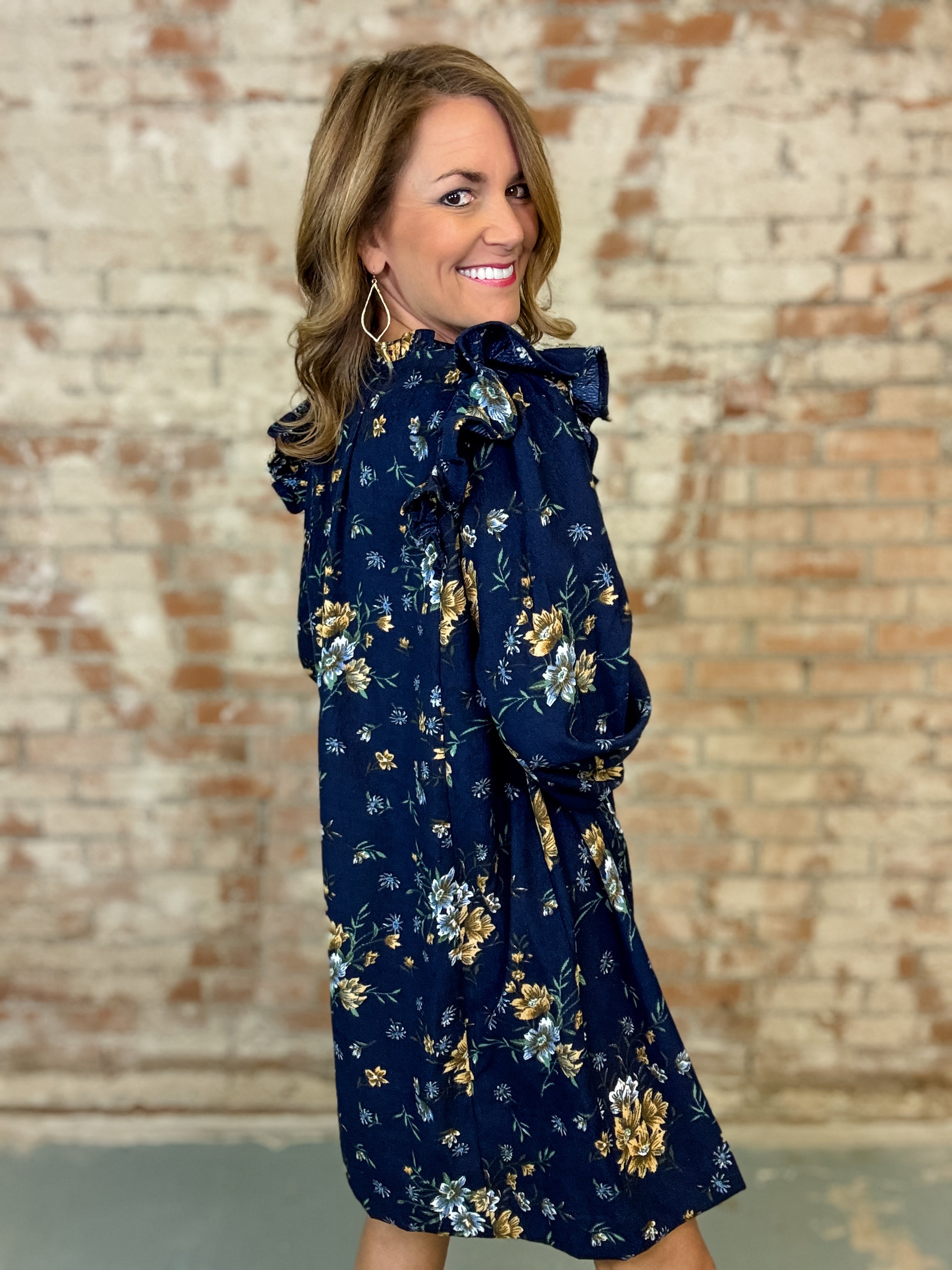 Vesper Ruffle Shoulder Dress