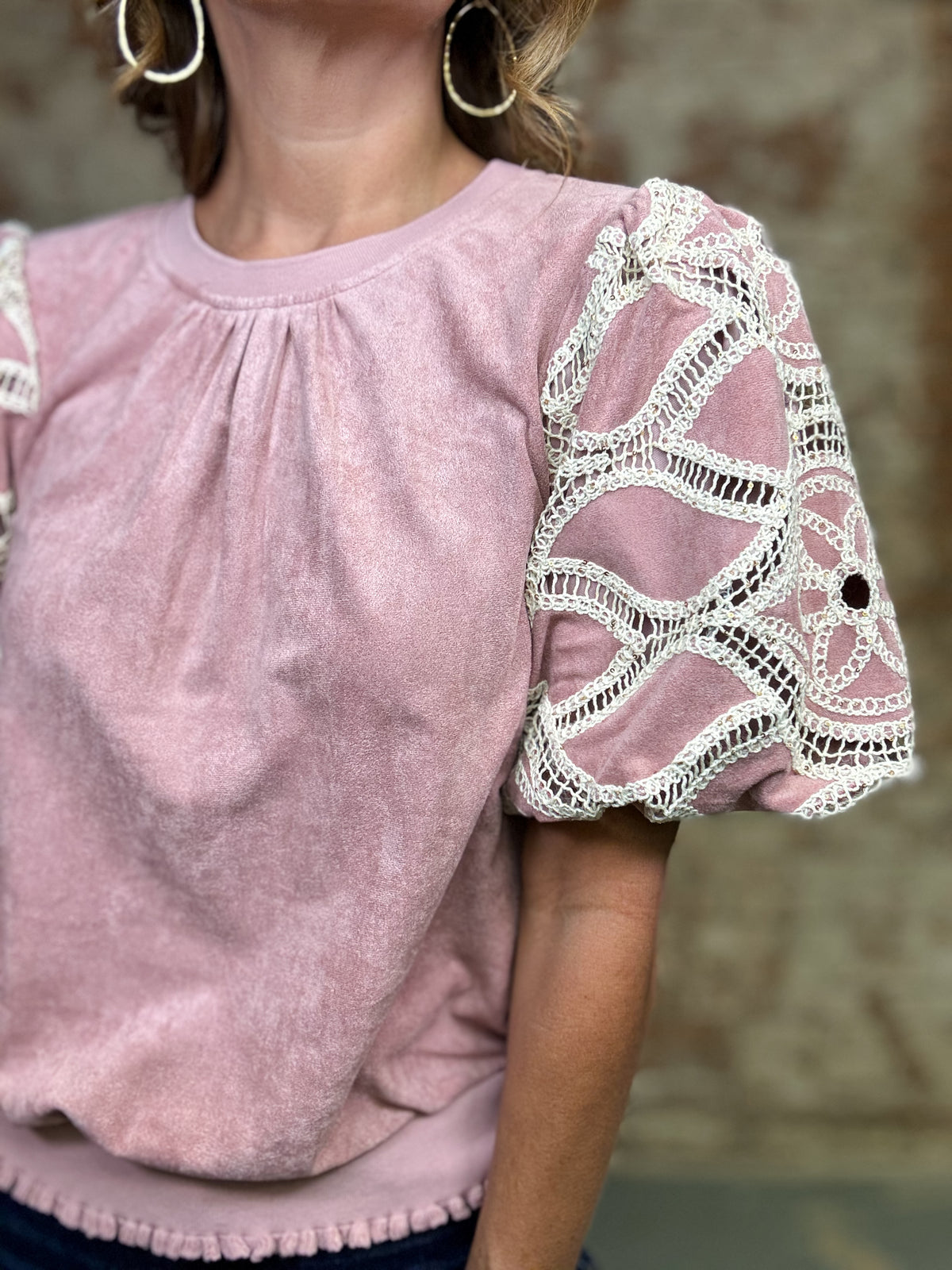 Leah Crochet Sleeve Top