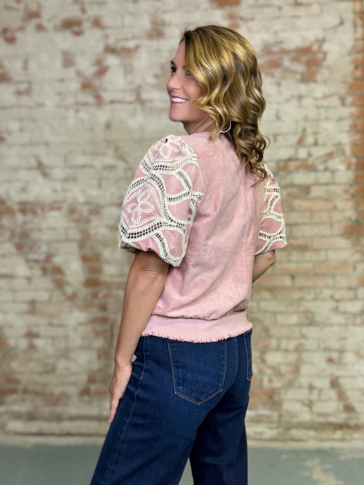 Leah Crochet Sleeve Top