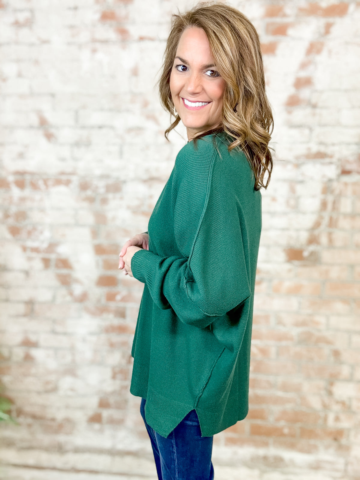 Astrid Green Ribbed Sweater