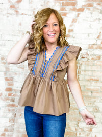 Denesa Ric Rac Ruffle Top - FINAL SALE