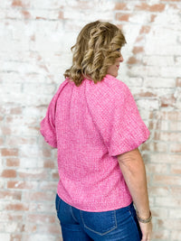 THML Bonnie Pink Tweed Top