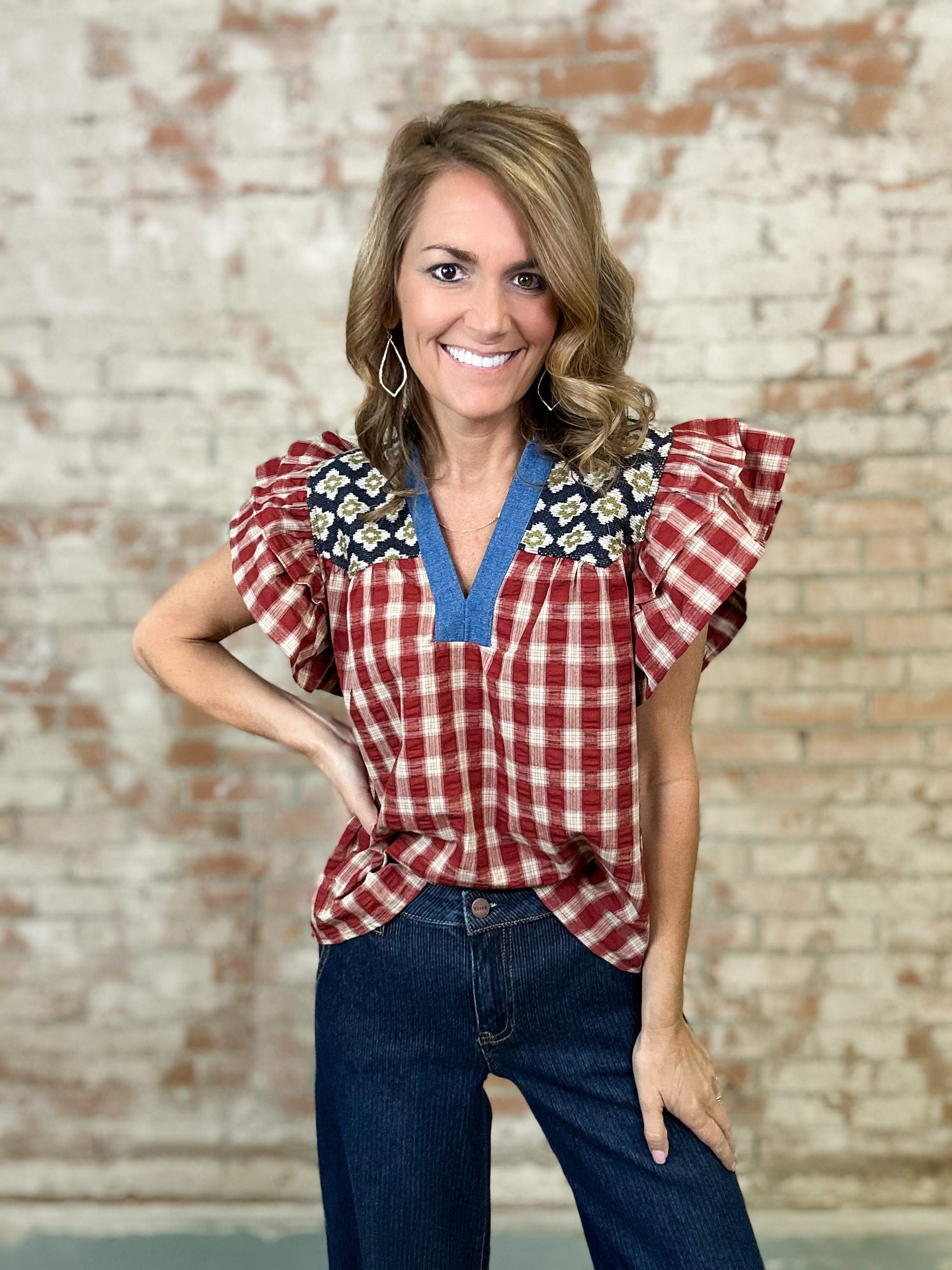 THML Tamara Plaid Top
