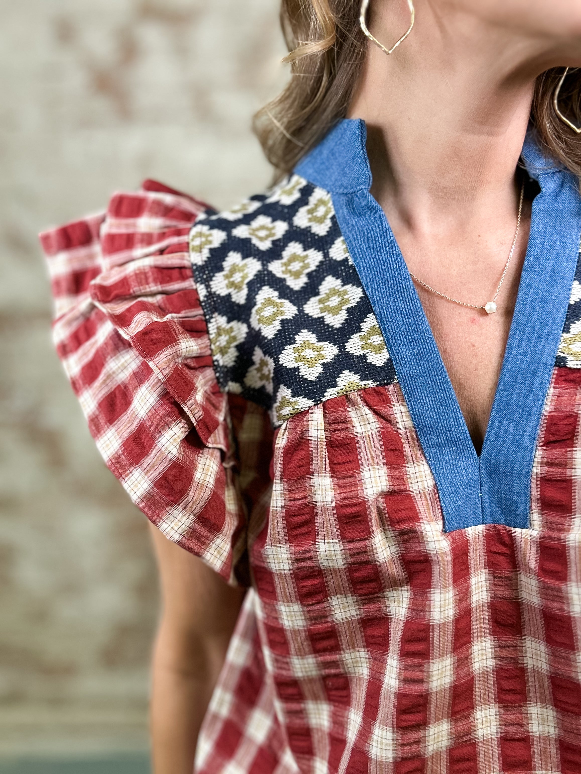 THML Tamara Plaid Top