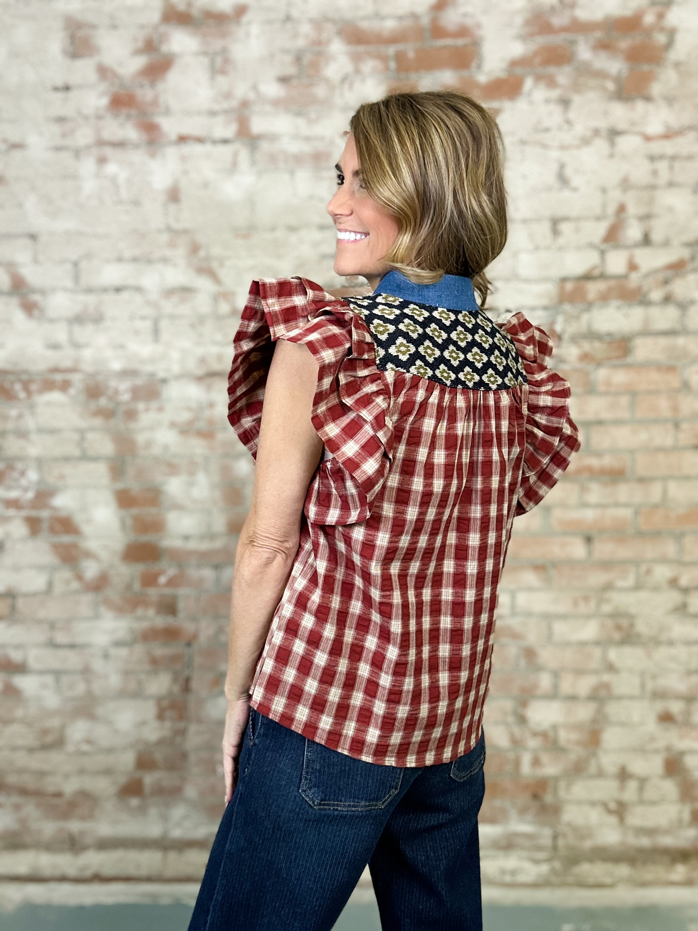 THML Tamara Plaid Top