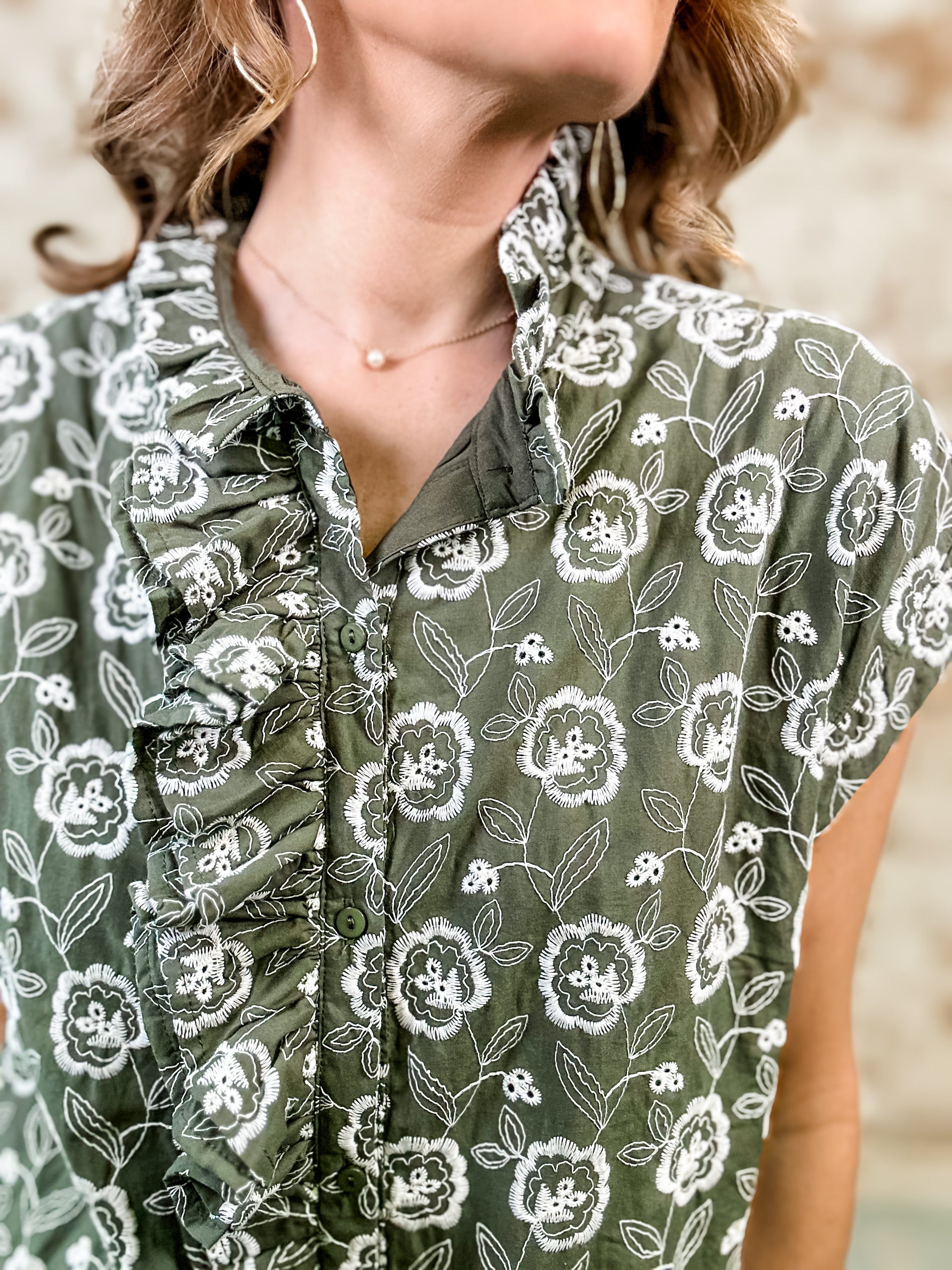 Lucie Eyelet Button Up Top
