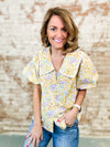 Kelah Trim Detail Button Front Top