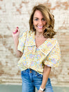 Kelah Trim Detail Button Front Top