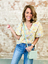 Kelah Trim Detail Button Front Top