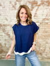 Mindy Contrast Scallop Hem Top