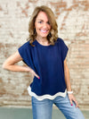 Mindy Contrast Scallop Hem Top