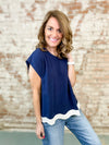 Mindy Contrast Scallop Hem Top