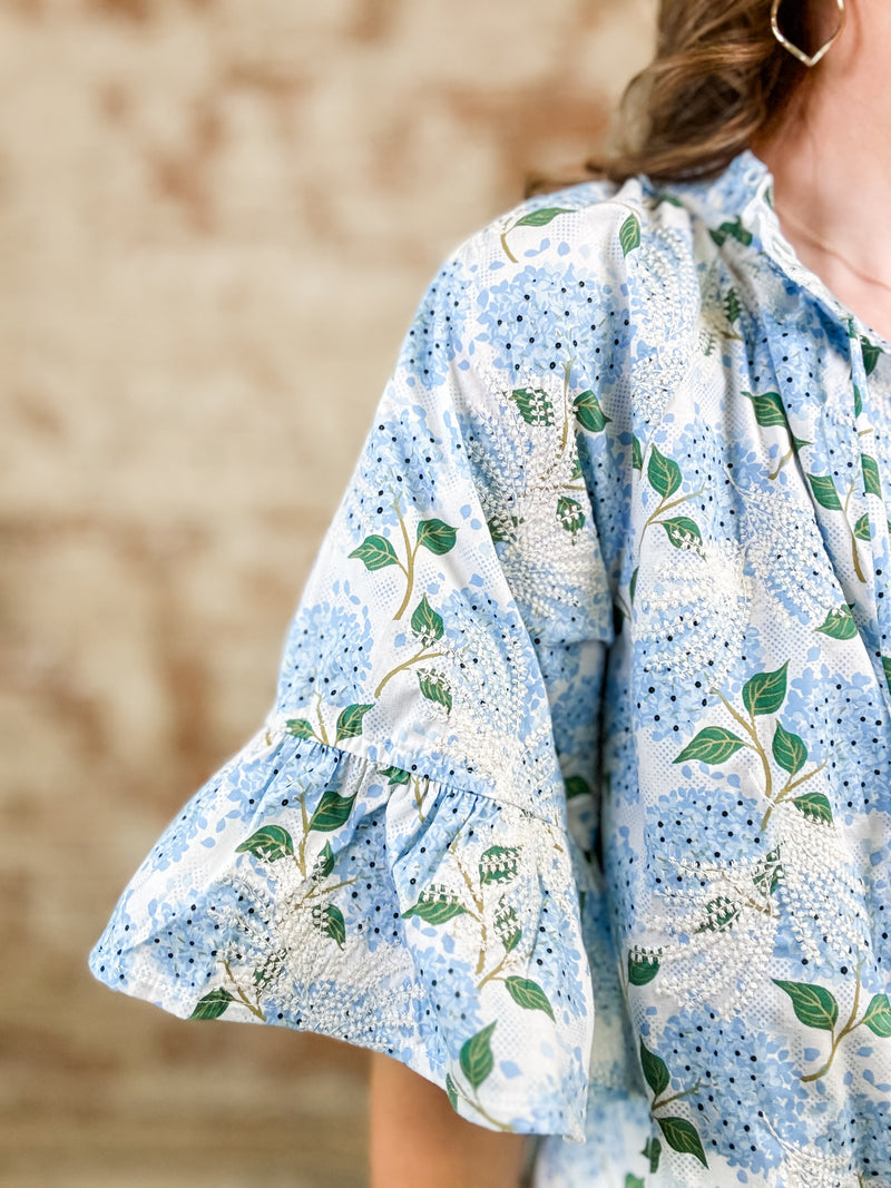 Natalie Embroidered Floral Print Top