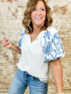 Stevie Embroidered Sleeve Top