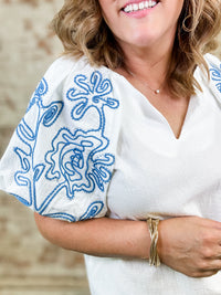Stevie Embroidered Sleeve Top