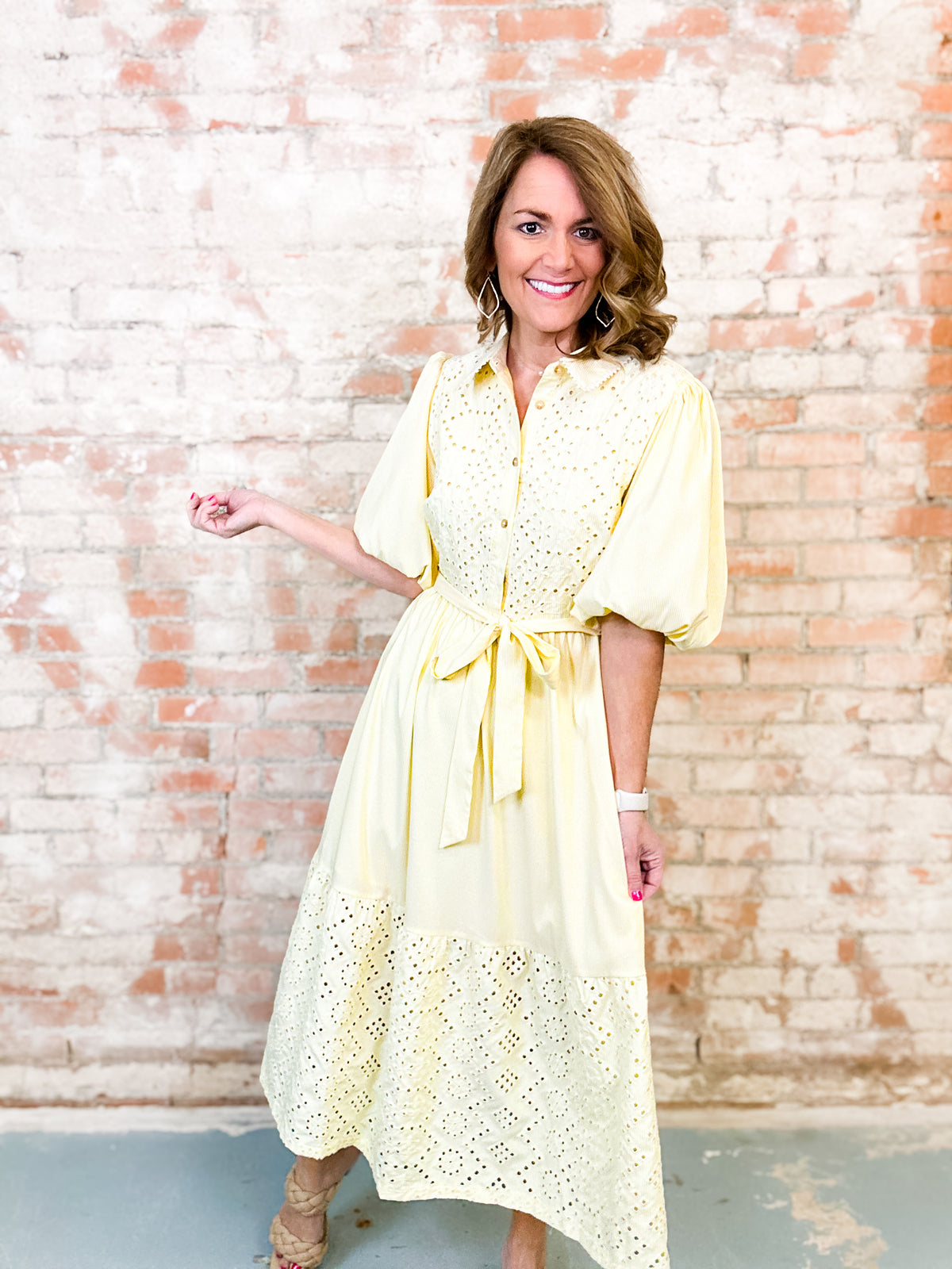 Cathi Eyelet Stripe Dress