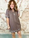 Katie Leopard Trim Dress