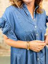 Ramie Denim Ruffle Dress