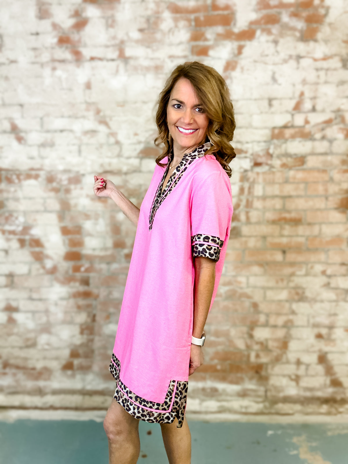 Merrill Leopard Trim Dress