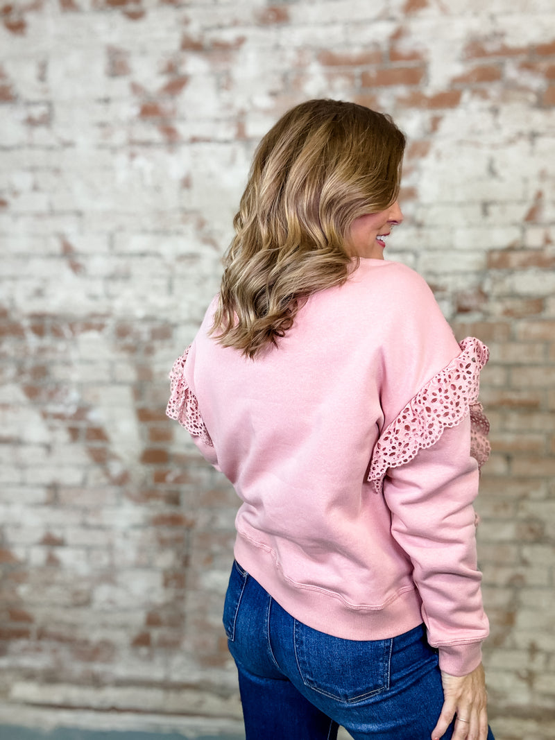 Lux Lace Trim Sweatshirt