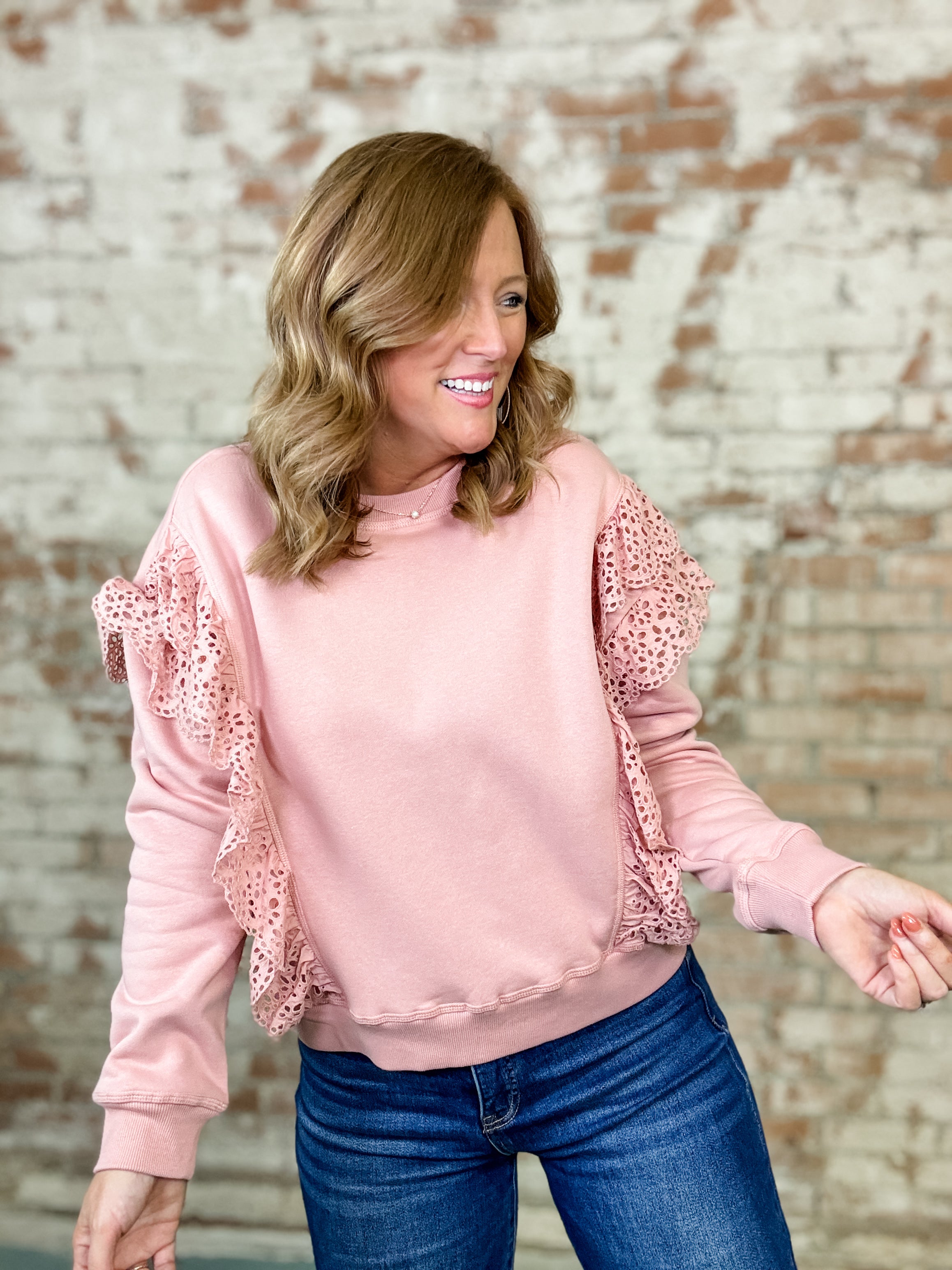 Lux Lace Trim Sweatshirt