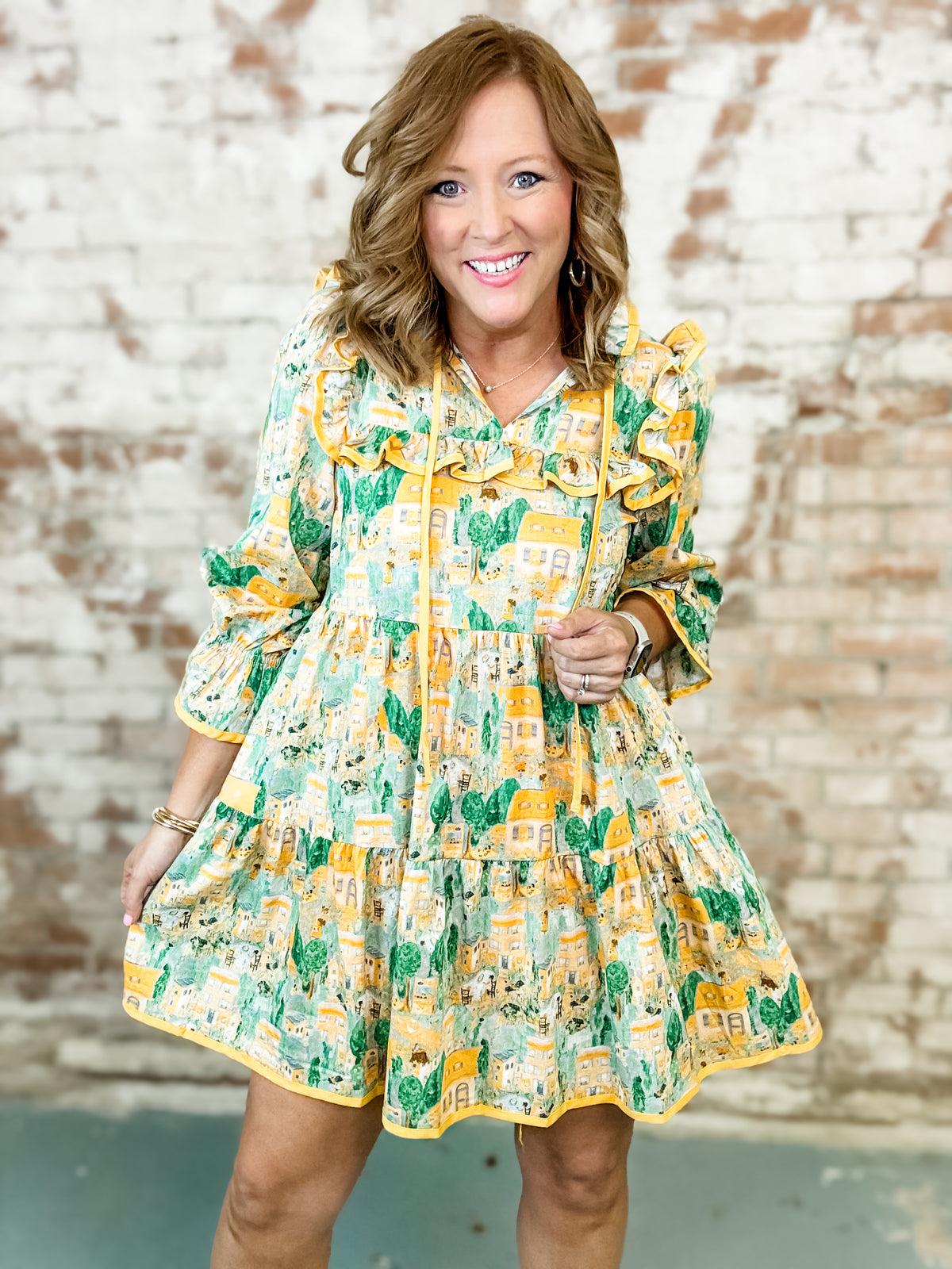 Crystal Ruffle Trim Dress