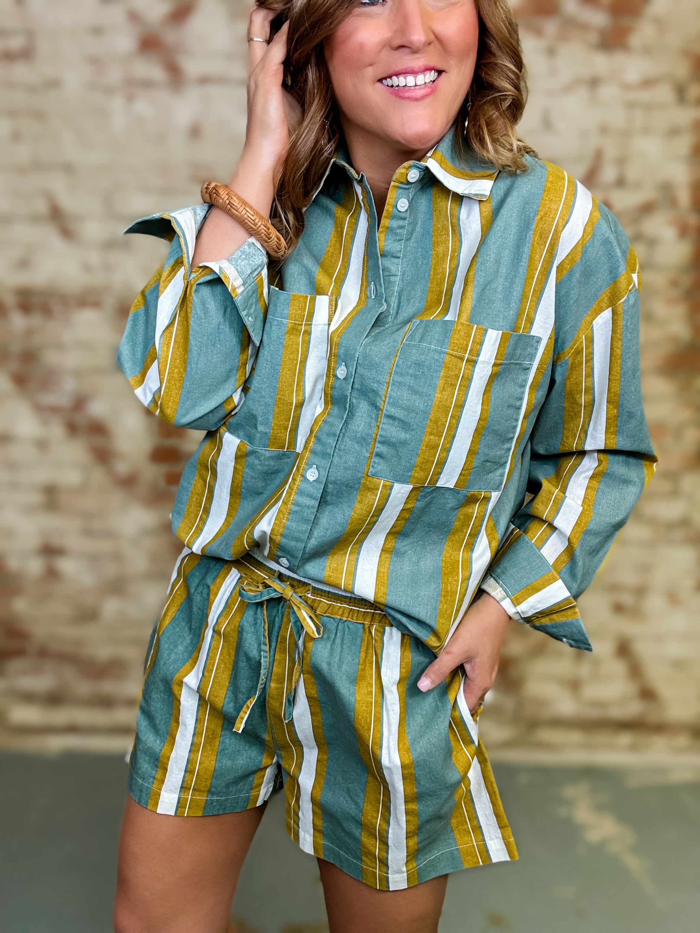 Chellie Striped Short Set