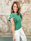 Breann Ruffled Sleeve Knit Top - FINAL SALE