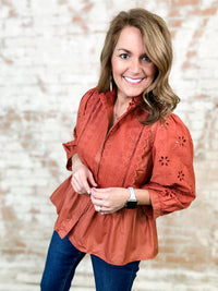 Willow Eyelet Button Up Top