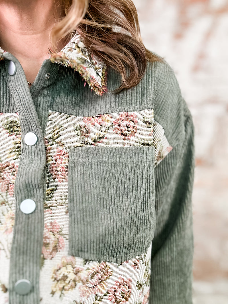 Fiona Corduroy Jacquard Floral Jacket