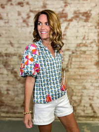 THML Stacie Embroidered Sleeve Top