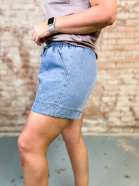 Tiffany Denim Contrast Seam Shorts