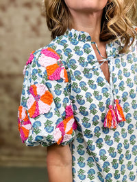 THML Stacie Embroidered Sleeve Top