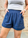 Ginny Navy Contrast Stitch Shorts