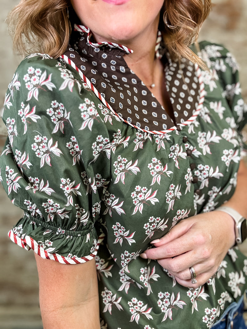 Lynn Floral Print Ruffle Top