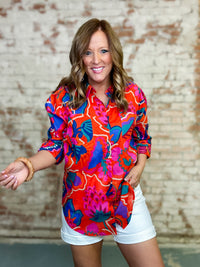 Kahlia Tropical Button Down Top