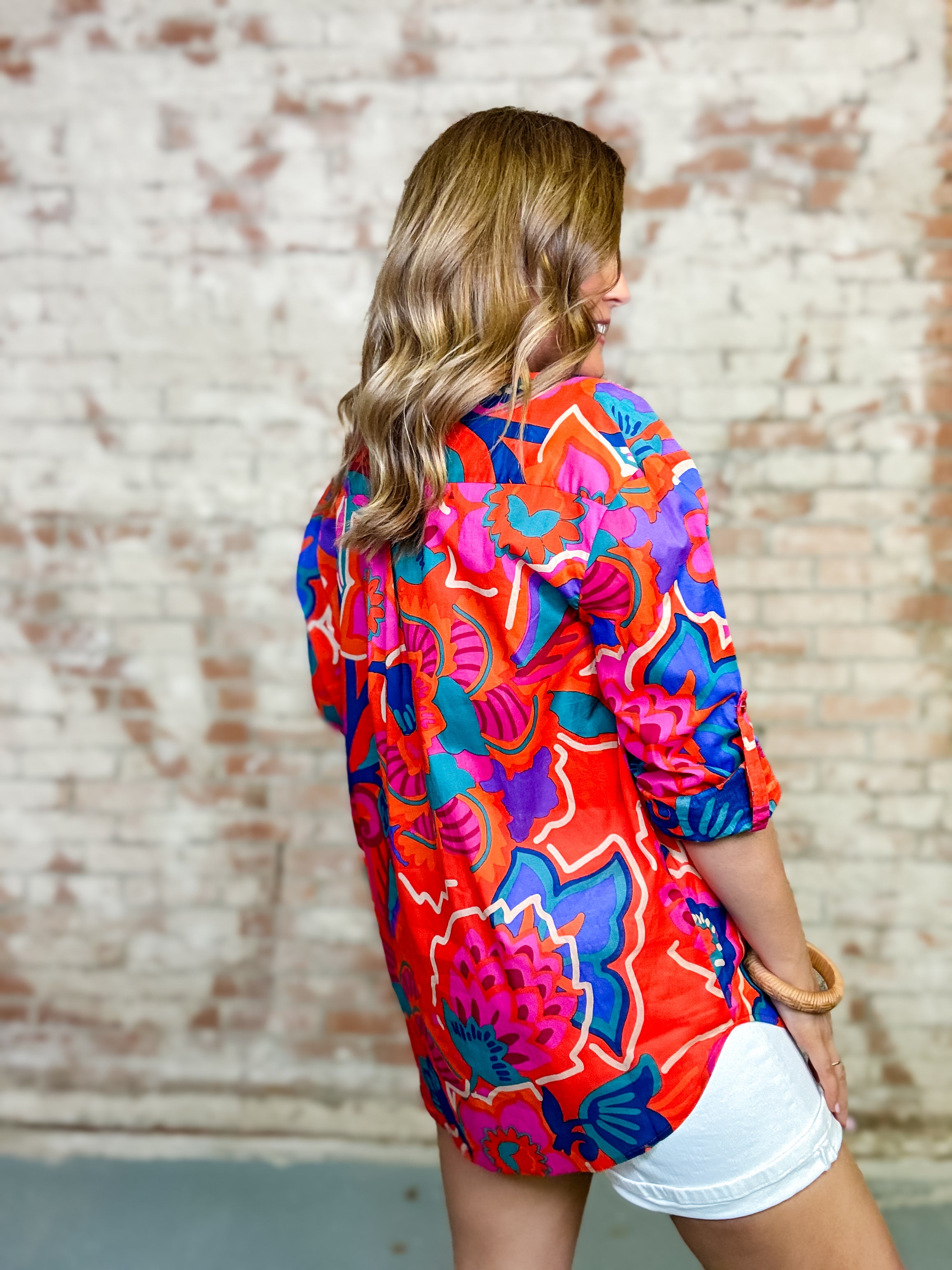 Kahlia Tropical Button Down Top