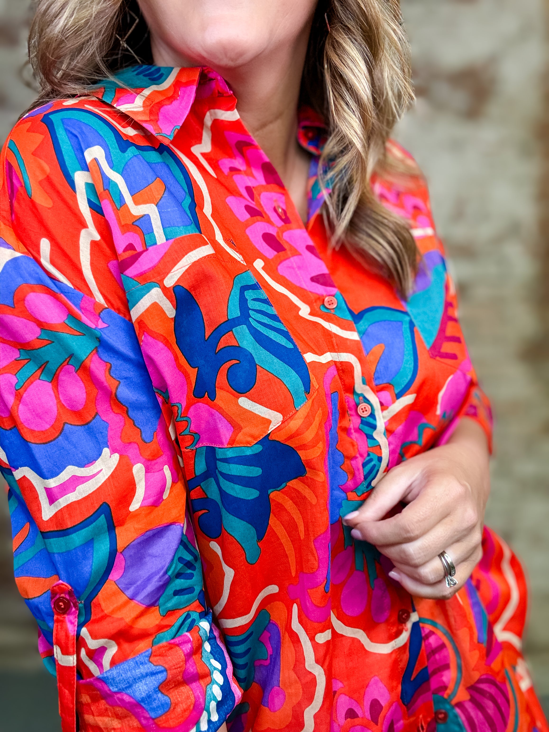 Kahlia Tropical Button Down Top