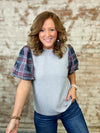 THML Sera Plaid Sleeve Top