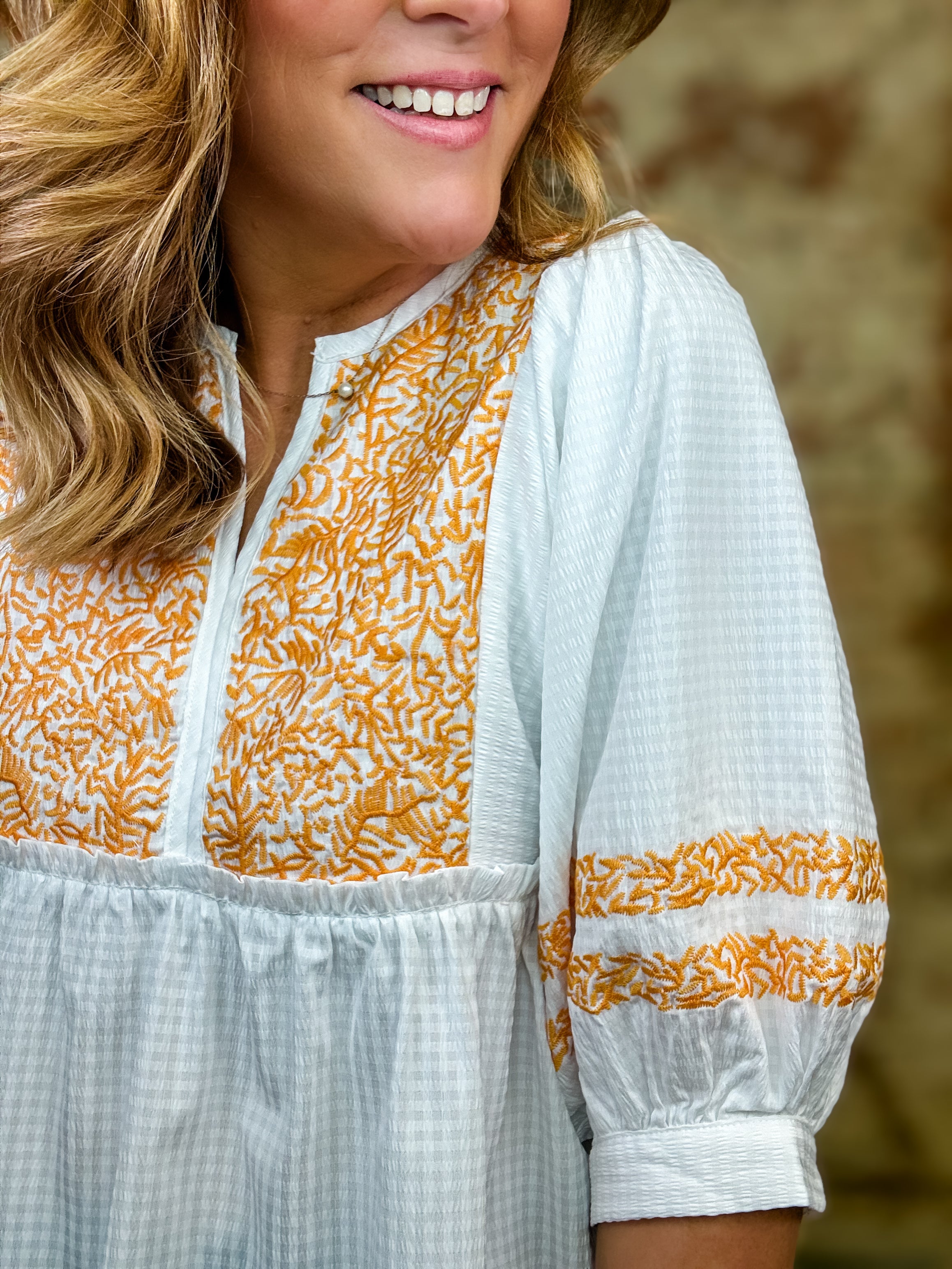 Melinda Gingham Print Top
