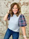 THML Sera Plaid Sleeve Top